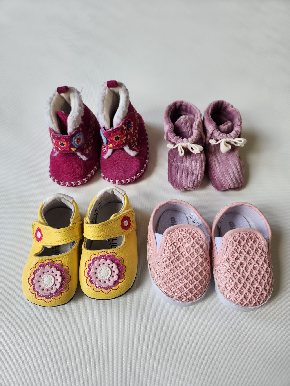 Infant Girl Shoe Collection Set Of 4 Pink And Floral